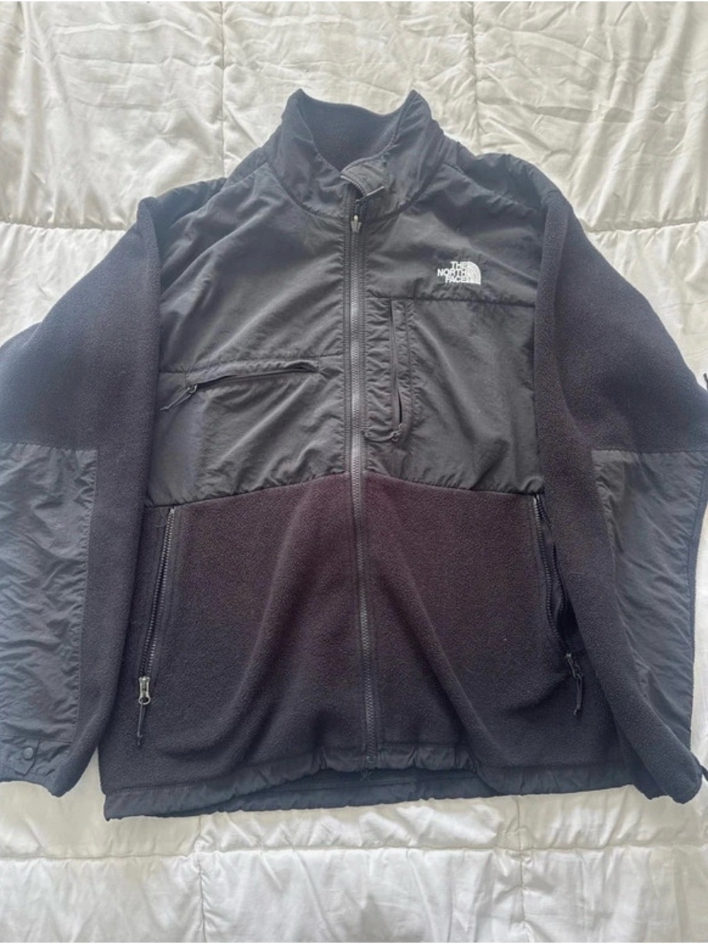 The North Face Men's Black and Dark Charcoal Fleece Jacket
